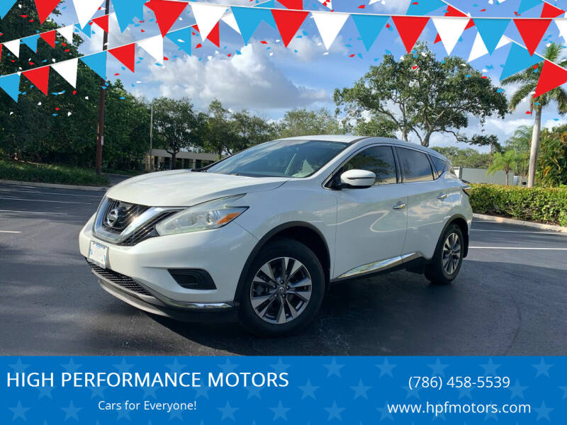 2016 Nissan Murano for sale at HIGH PERFORMANCE MOTORS in Hollywood FL