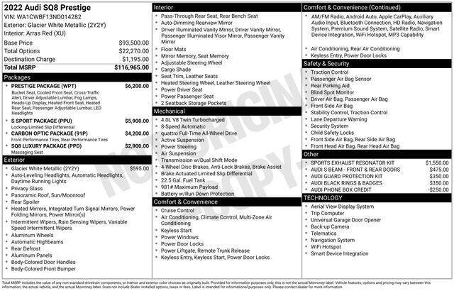 2022 Audi SQ8 4.0T quattro Prestige