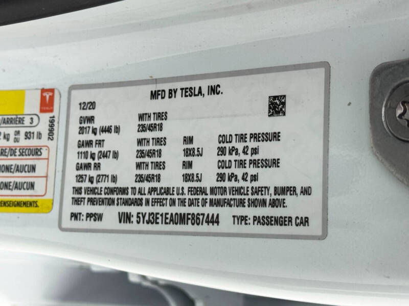 2021 Tesla Model 3 Standard Range Plus