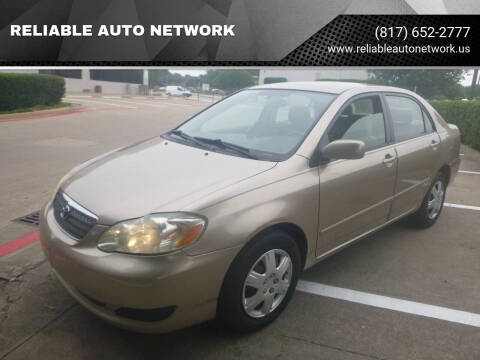 2007 Toyota Corolla for sale at RELIABLE AUTO NETWORK in Arlington TX