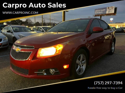 2012 Chevrolet Cruze for sale at Carpro Auto Sales in Chesapeake VA