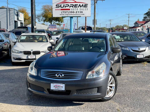 2009 Infiniti G37 Sedan for sale at Supreme Auto Sales in Chesapeake VA