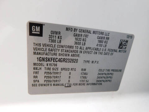 2016 Chevrolet Tahoe Special Service