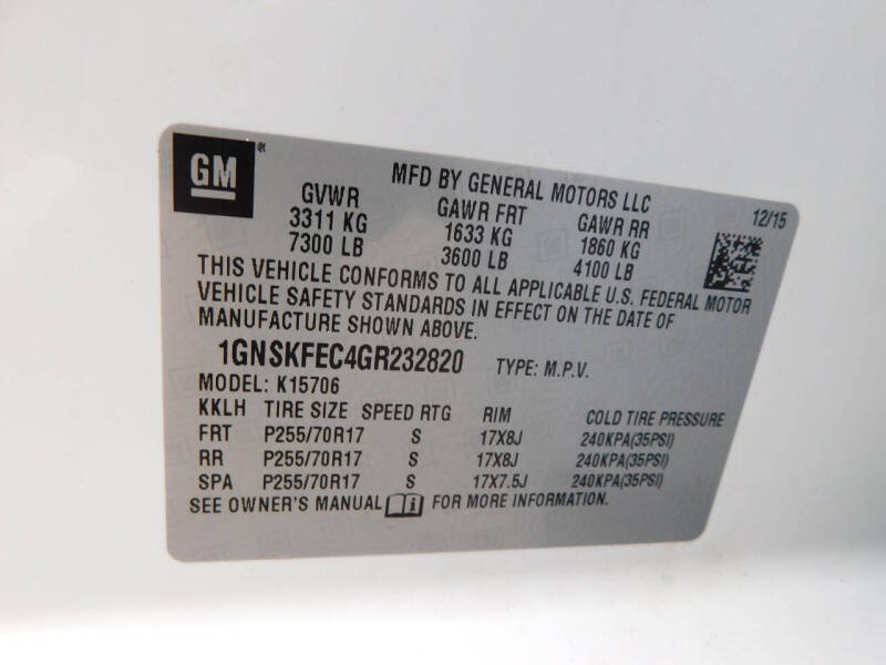 2016 Chevrolet Tahoe Special Service