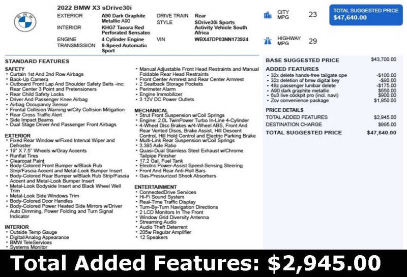 2022 BMW X3 sDrive30i