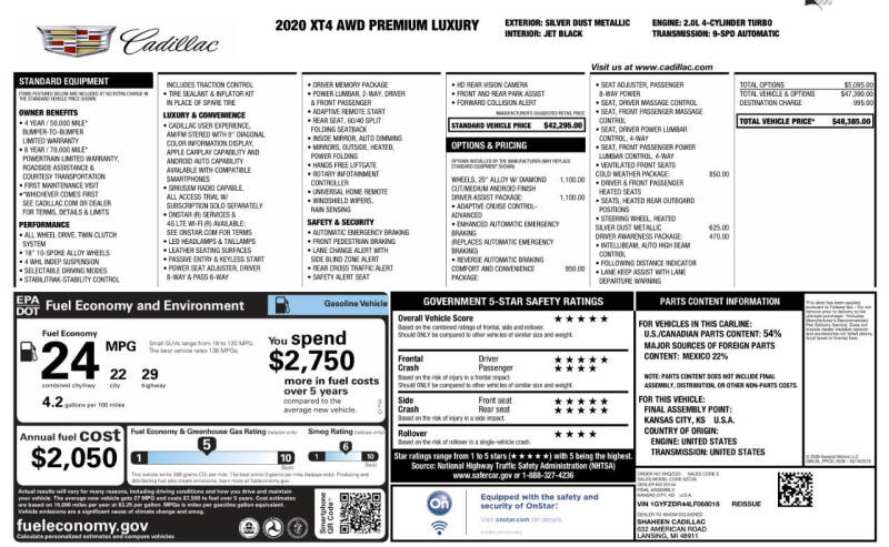 2020 Cadillac XT4 Premium Luxury