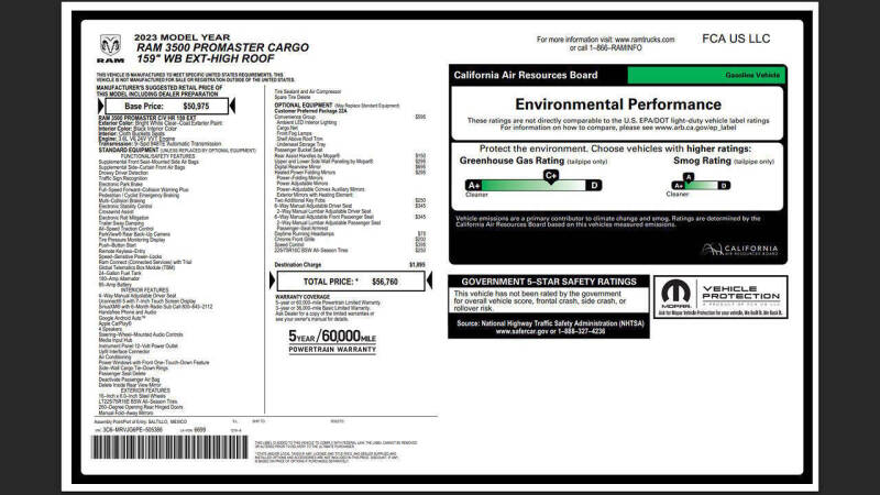 2023 RAM ProMaster 3500 159 WB