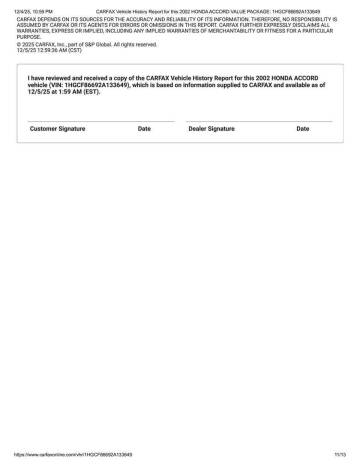 2002 Honda Accord Value Package