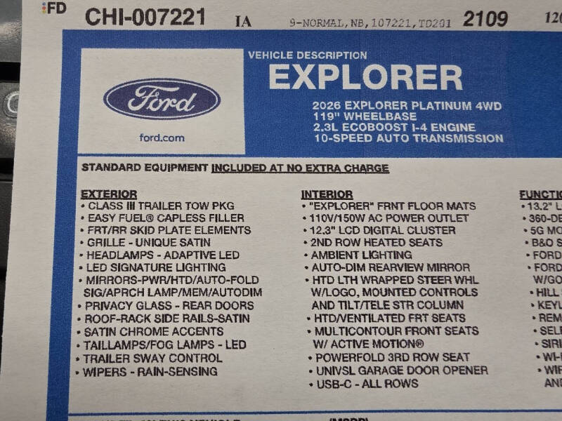 2026 Ford Explorer Platinum