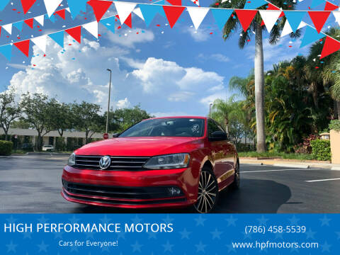 2016 Volkswagen Jetta for sale at HIGH PERFORMANCE MOTORS in Hollywood FL