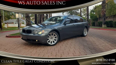 2002 BMW 7 Series for sale at WS AUTO SALES INC in El Cajon CA