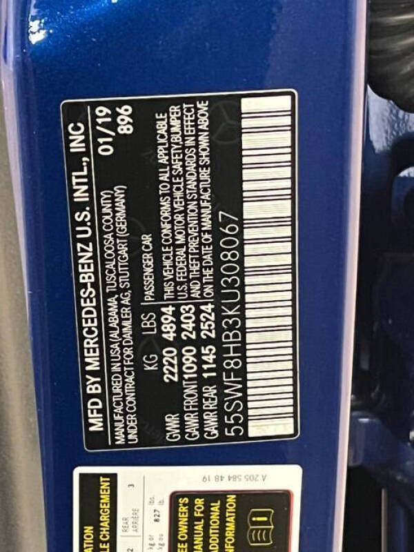 2019 Mercedes-Benz C-Class AMG C 63 S