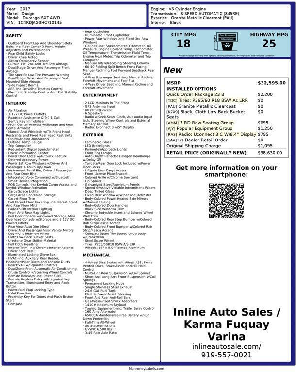 Gray 2017 Dodge Durango SXT AWD SXT 4dr SUV 36