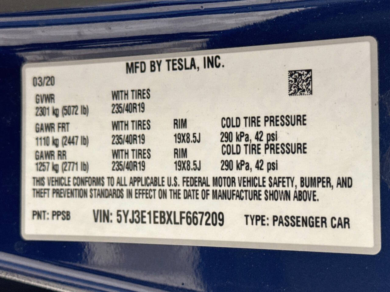 Dk. Blue 2020 Tesla Model 3 Long Range AWD Long Range 4dr Sedan 43