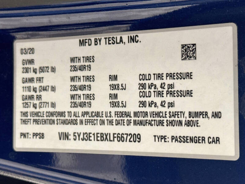 2020 Tesla Model 3 Long Range