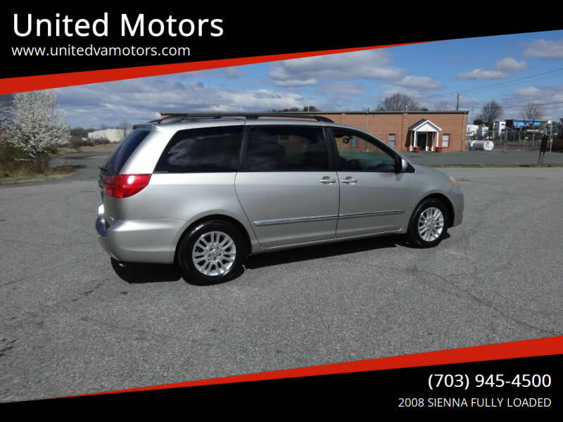 2008 Toyota Sienna for sale at United Motors in Fredericksburg VA