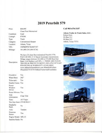 2019 Peterbilt 579