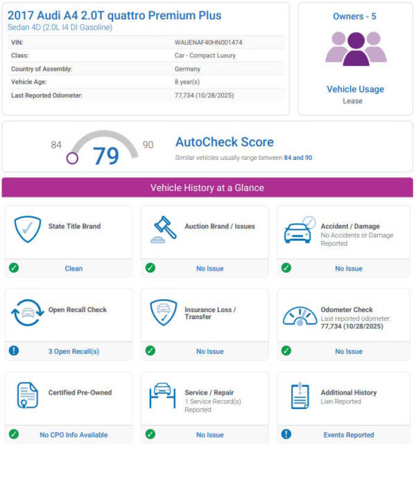 2017 Audi A4 2.0T quattro Premium Plus
