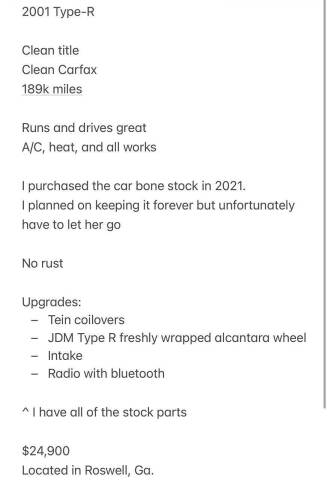 2001 Acura Integra Type R