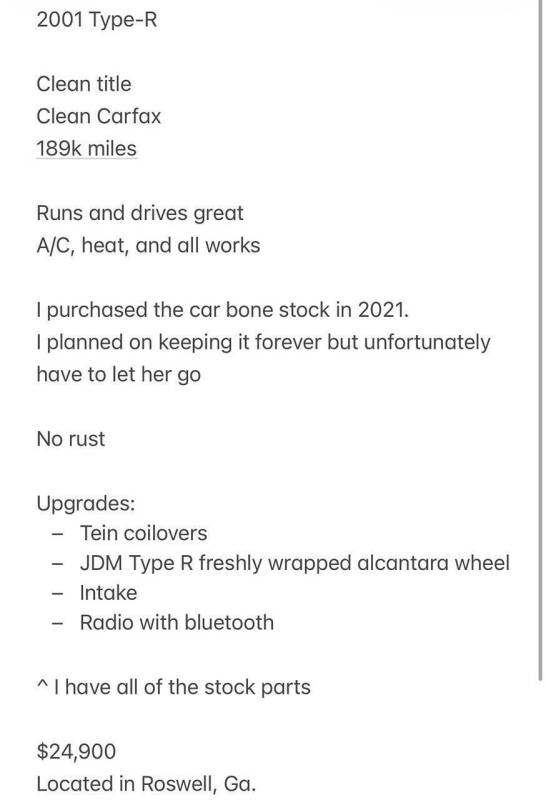 2001 Acura Integra Type R