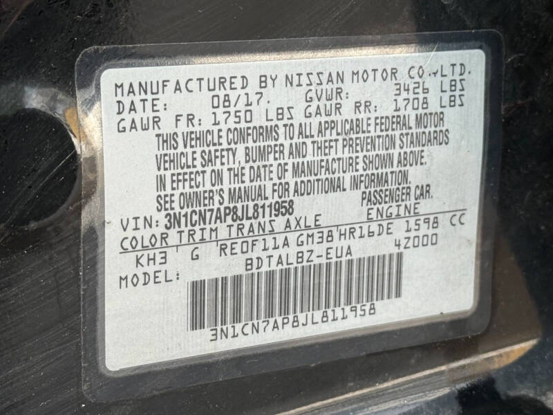 2018 Nissan Versa S Plus