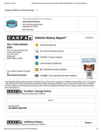 2001 Ford Ranger Edge