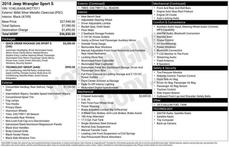 2018 Jeep Wrangler Sport S