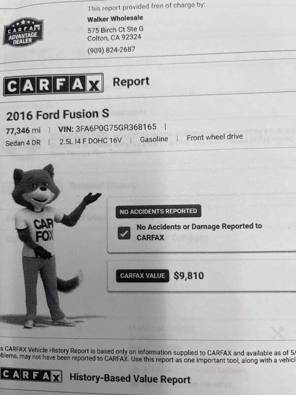 2016 Ford Fusion S