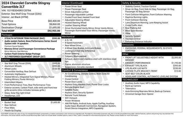 2024 Chevrolet Corvette Stingray