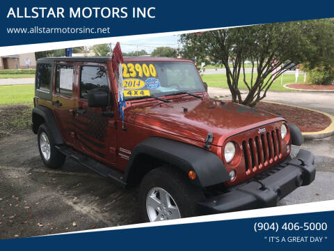 2014 Jeep Wrangler Unlimited for sale at ALLSTAR MOTORS INC in Middleburg FL