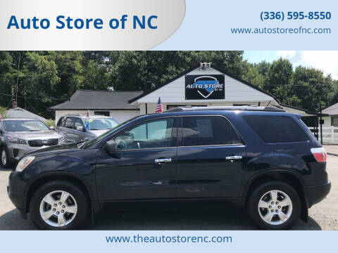 2012 GMC Acadia for sale at Auto Store of NC in Walkertown NC