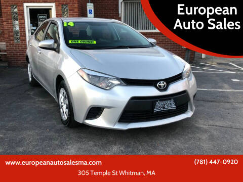 2014 Toyota Corolla for sale at European Auto Sales in Whitman MA