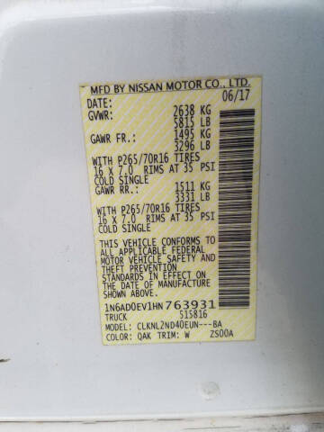 2017 Nissan Frontier SV