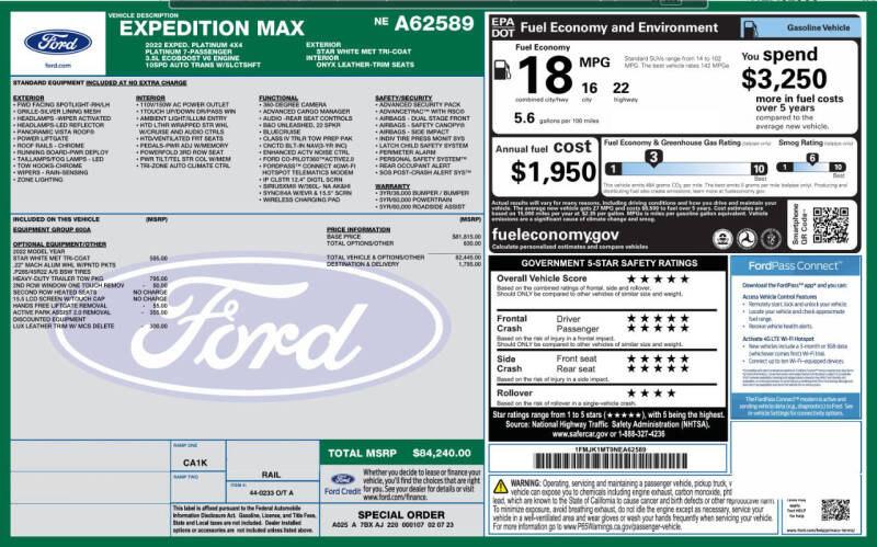 2022 Ford Expedition Platinum photo 8