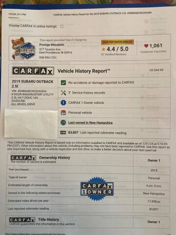 2019 Subaru Outback 2.5i