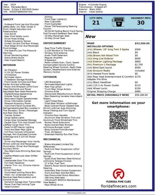 2019 Mercedes-Benz E-Class E 300