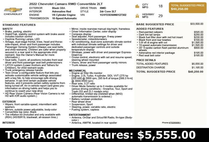 2022 Chevrolet Camaro LT