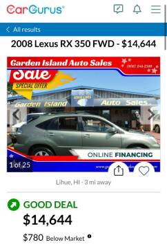 2008 Lexus RX 350 for sale at Garden Island Auto Sales in Lihue HI