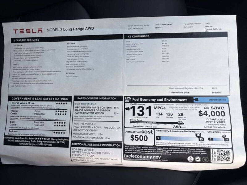 2022 Tesla Model 3 Long Range