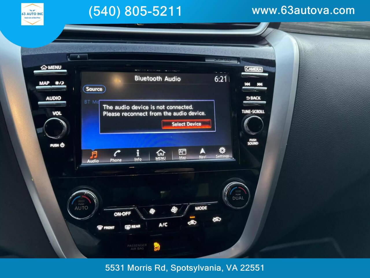 2015 Nissan Murano for sale at 63 Auto Inc in Spotsylvania, VA