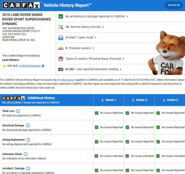 2016 Land Rover Range Rover Sport Supercharged Dynamic