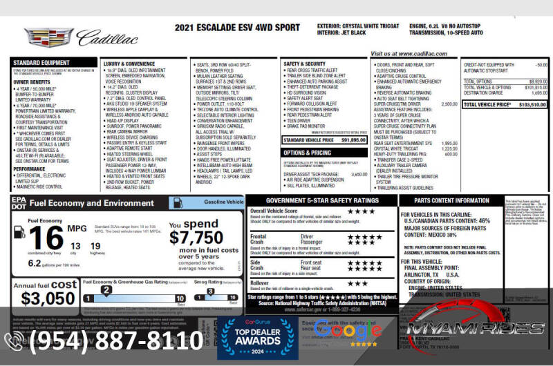 2021 Cadillac Escalade ESV Sport