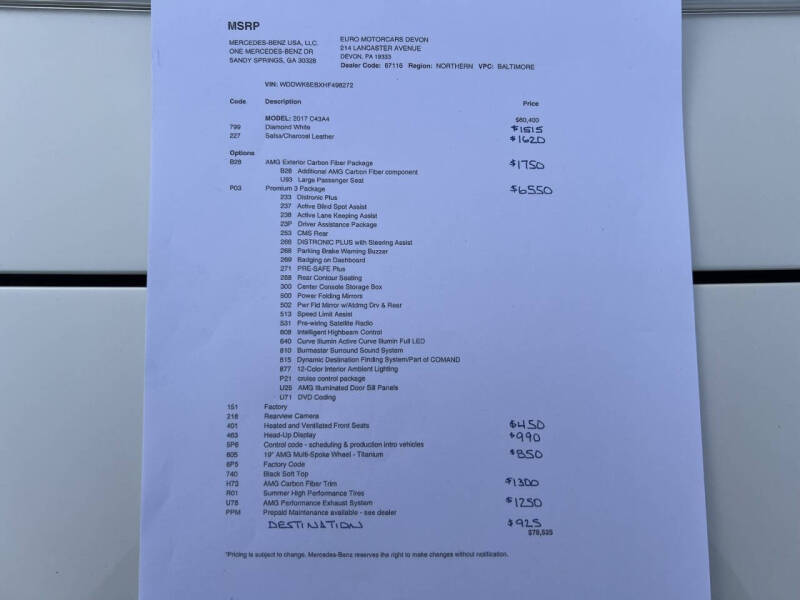 2017 Mercedes-Benz C-Class AMG C 43