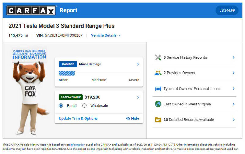 2021 Tesla Model 3 Standard Range Plus