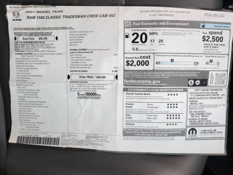 2021 RAM 1500 Classic Tradesman