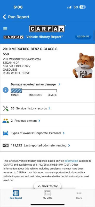 2010 Mercedes-Benz S-Class S 550