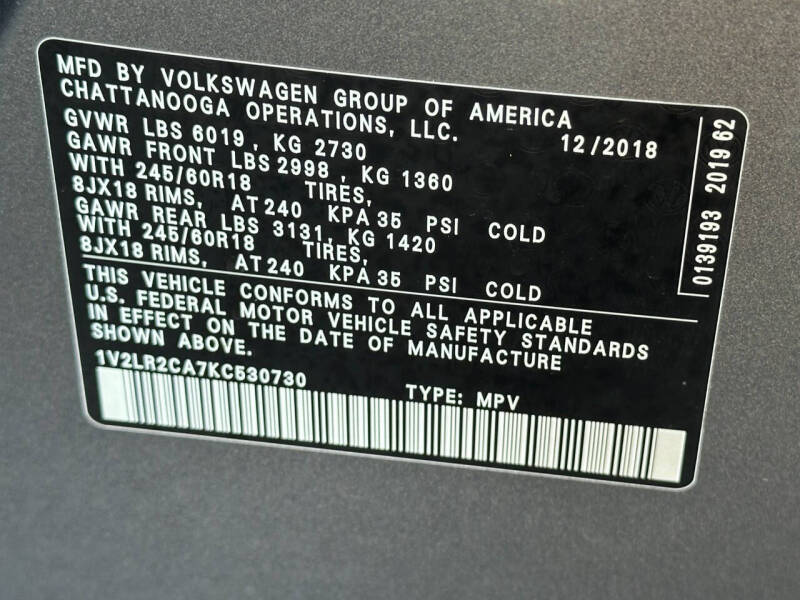 2019 Volkswagen Atlas V6 SE 4Motion