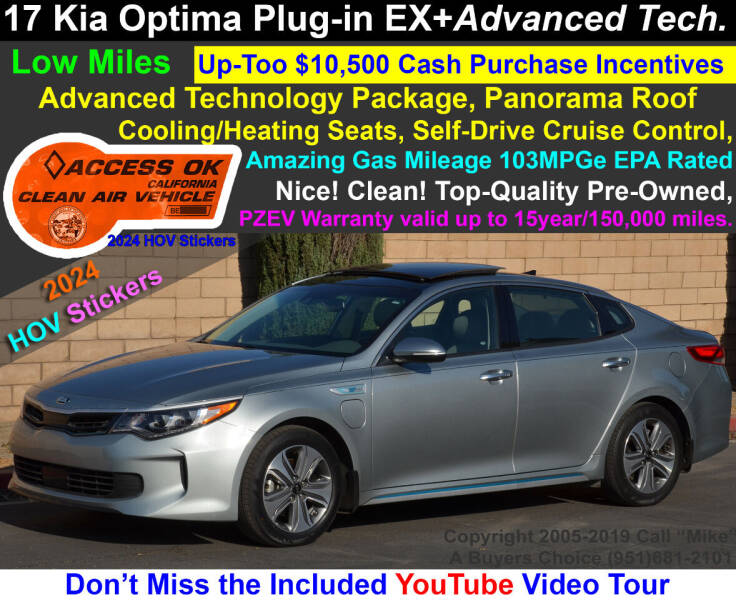 2017 Kia Optima Plug-In Hybrid for sale at A Buyers Choice in Jurupa Valley CA
