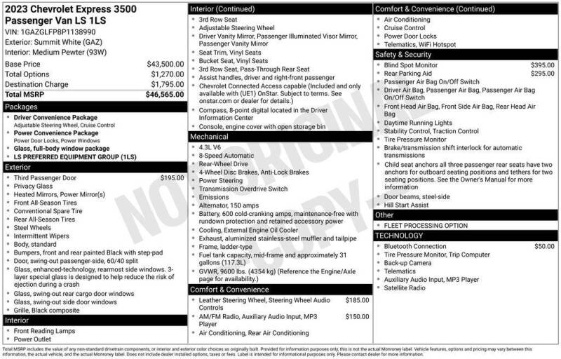 2023 Chevrolet Express LS 3500