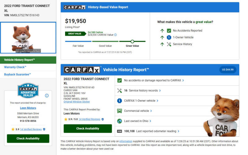 2022 Ford Transit Connect XL